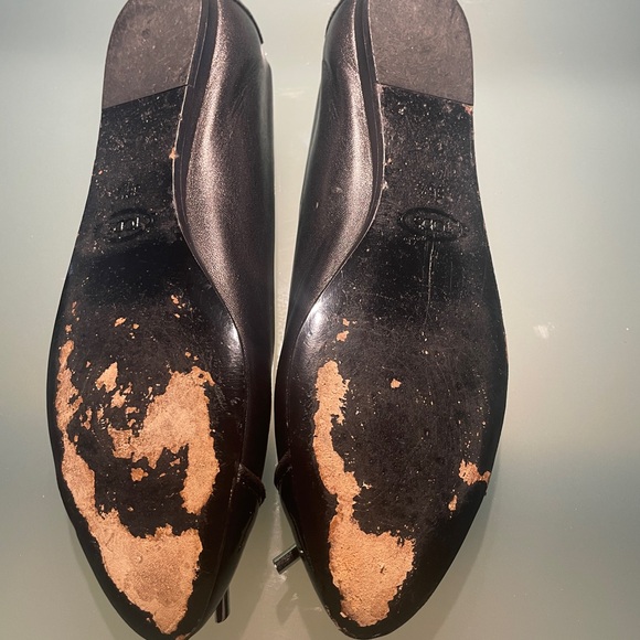 Tod\'s Black Leather Sole Ballet Flats